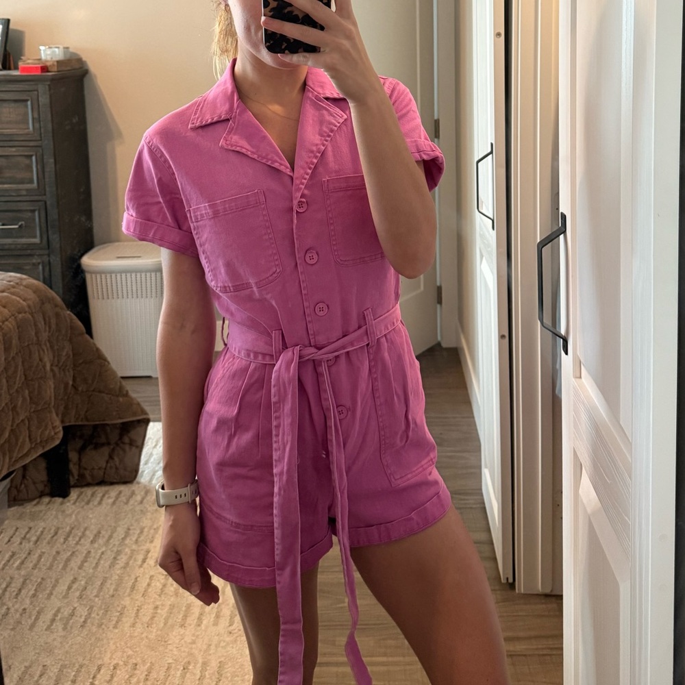 Pink Denim Romper